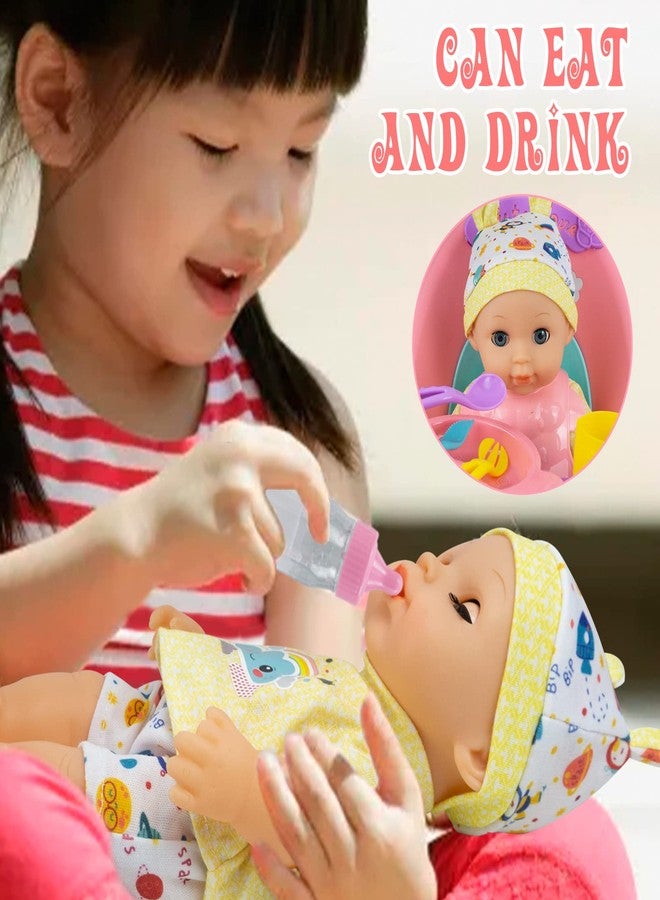 RedCrab Baby Doll Toys Set, Newborn Dolls PlaySet with High Chair Stroller Feeding ,Tableware Set and Doll Clothes Accessories, 15+ pcs Toddler Pretend Play Gift Toys for Girls - 12" Dolls - Image 2